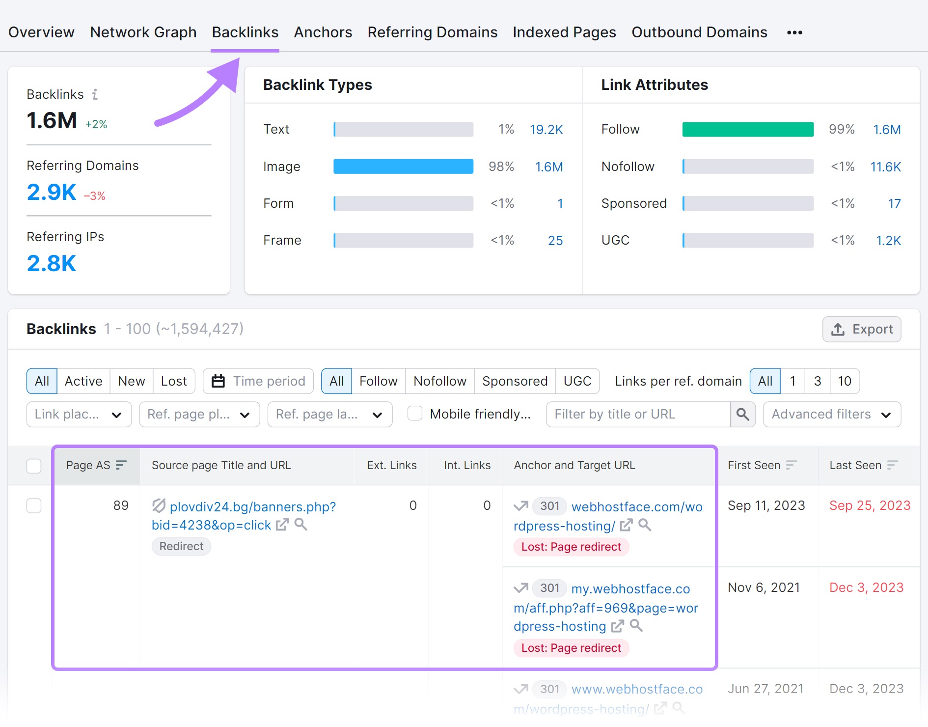 Backlinks backlinks tab