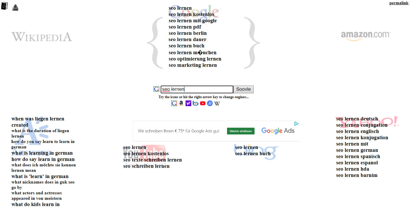 Keyword-Recherche auf Soovle