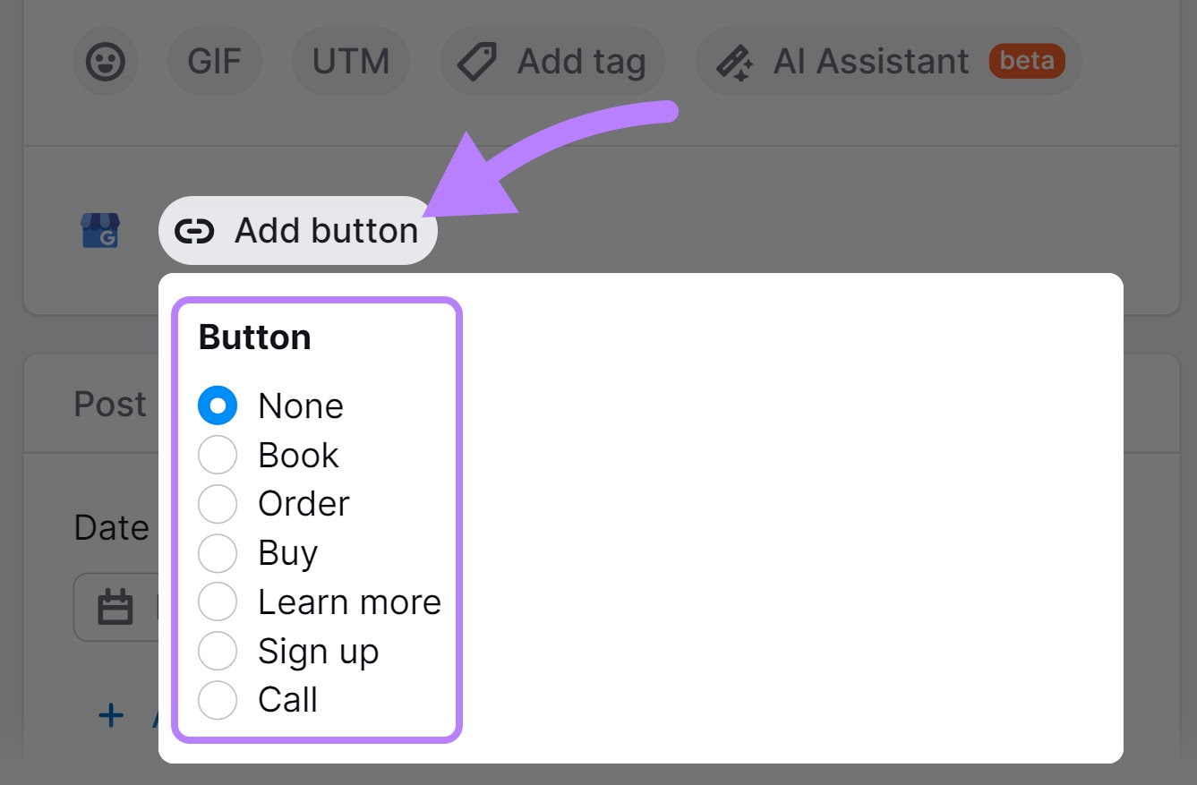 Ajoutez un bouton d'appel à l'action à votre publication dans l'outil Social Poster