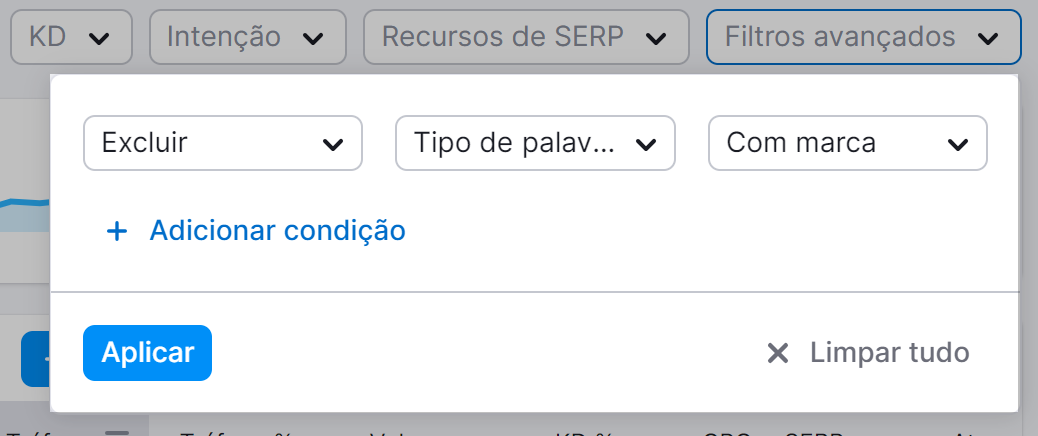 excluindo palavras-chave de marca