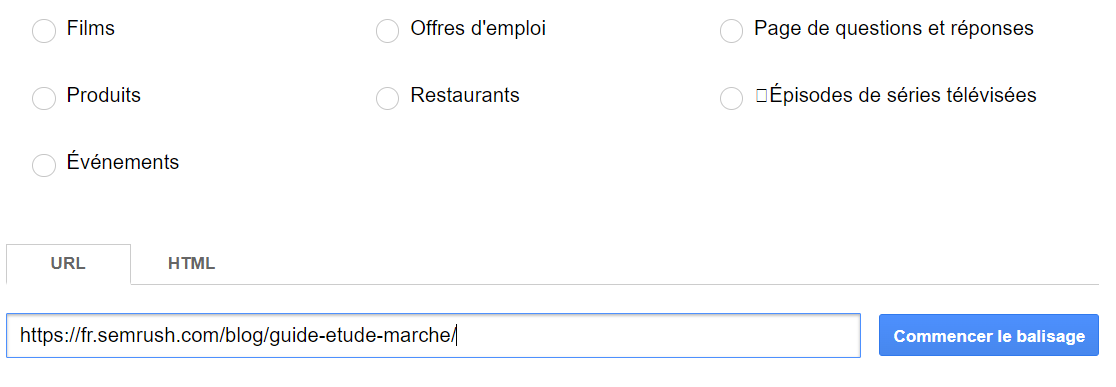 Outil d'aide au balisage, coller l'URL