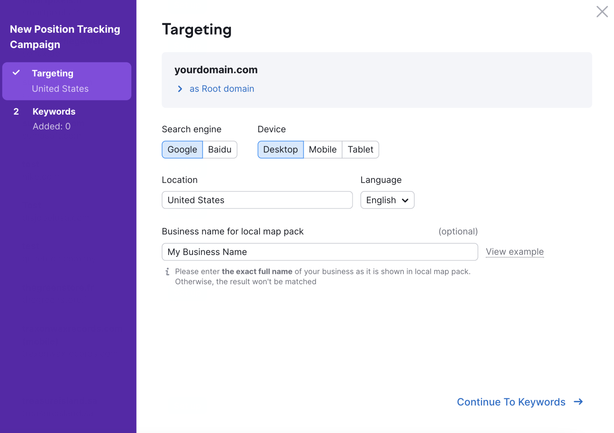 configuration du suivi de position