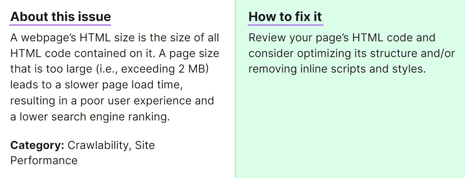 Fenêtre contextuelle « Explication et correction du problème » 