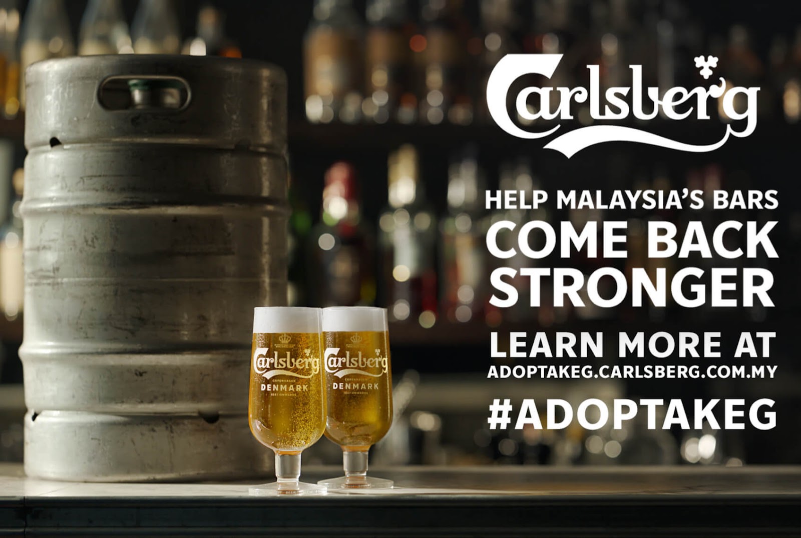 Ein Banner von Carlsbergs "Adopt a Keg"-Kampagne