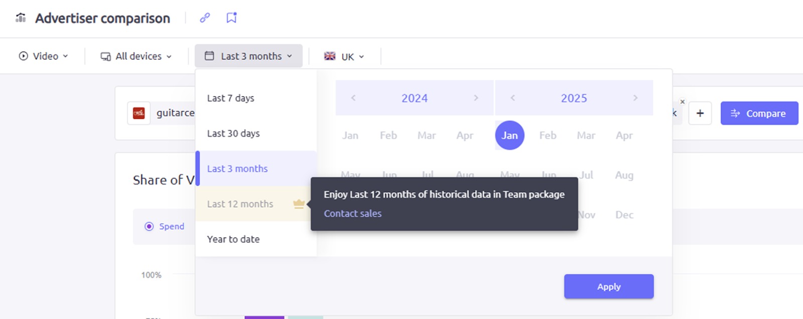 Setting the timeframe for your reports in AdClarity &mdash; Advertising Intelligence